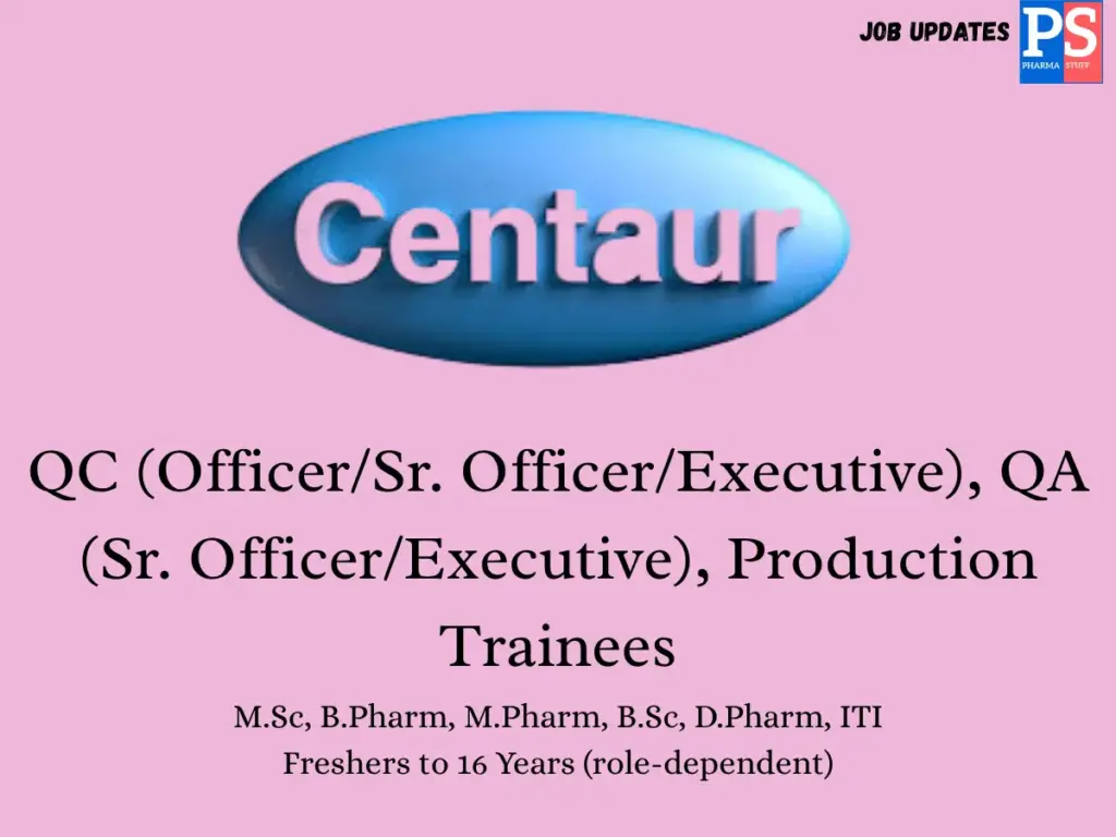 Centaur Pharmaceuticals Walk-In QC & QA