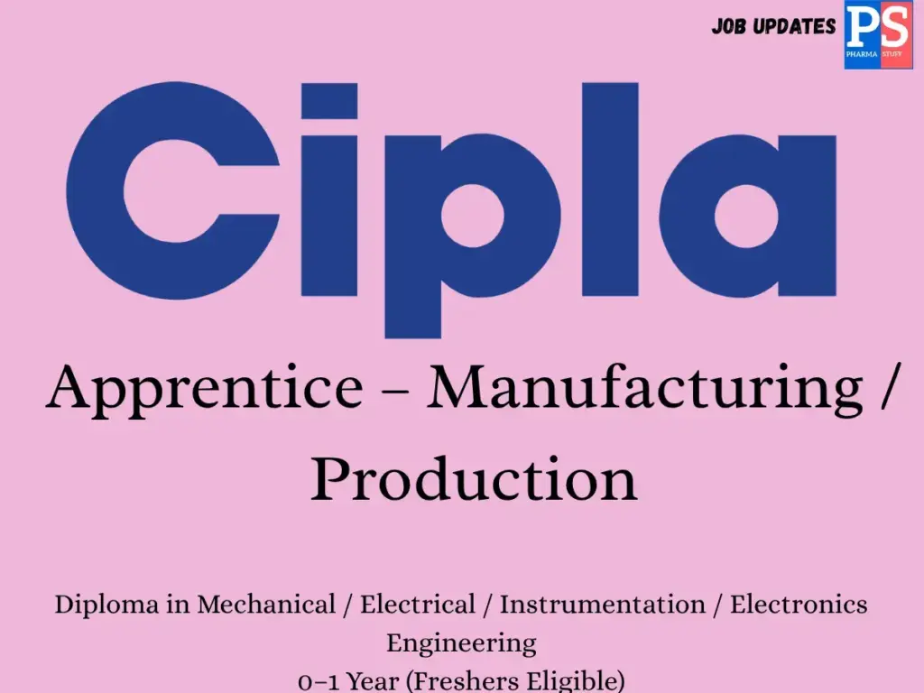 Cipla Walk-In Apprentice – Manufacturing / Production