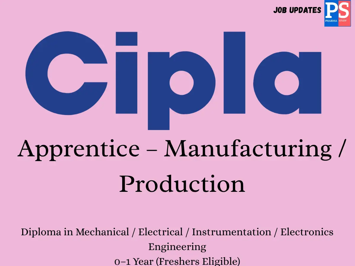 Cipla Walk In Apprentice – Manufacturing Production 1