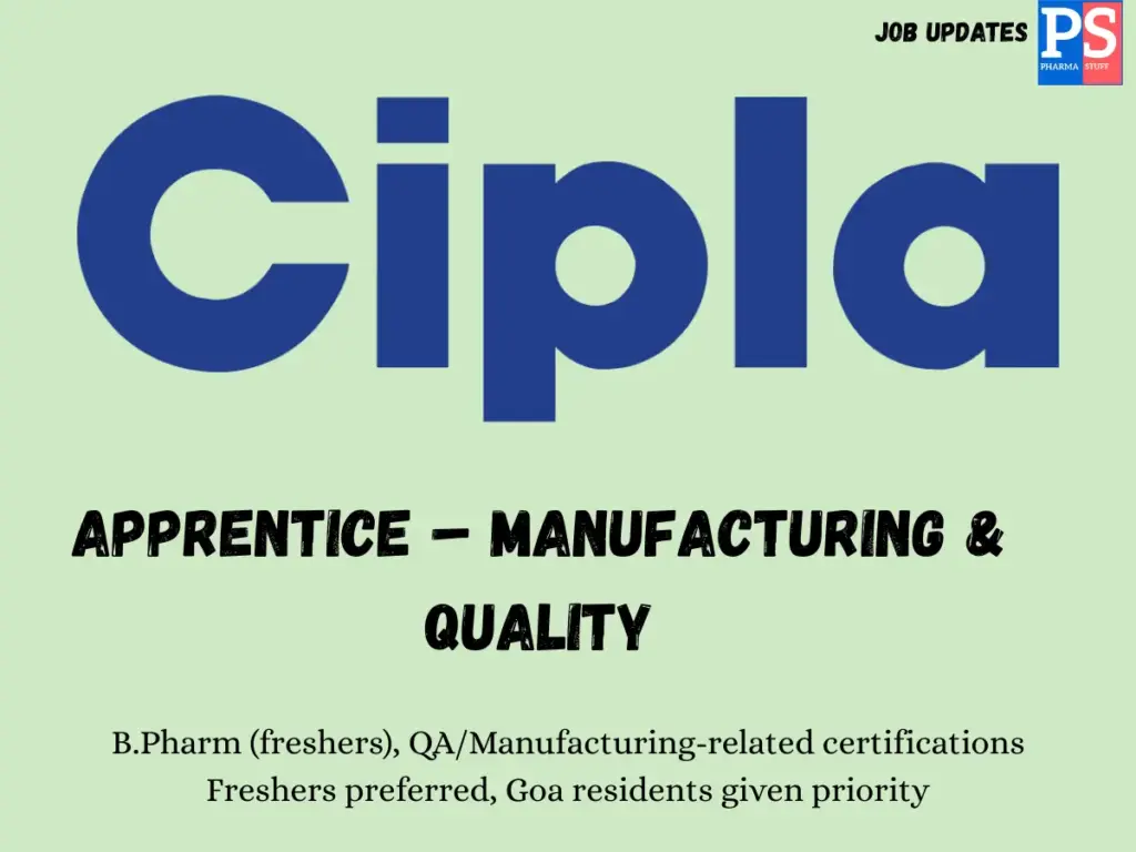 Cipla Walk-in Manufacturing & Quality