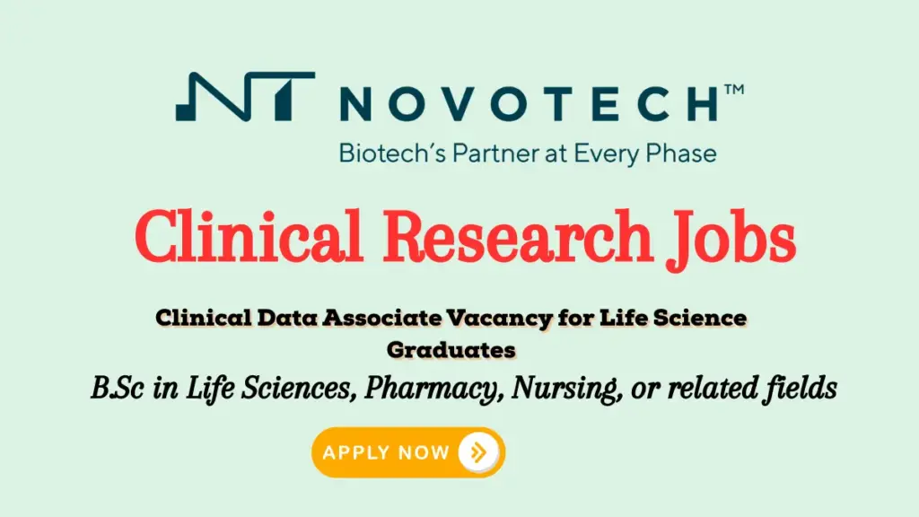 Clinical Data Associate Vacancy for Life Science Graduates - Clinical Data Associate Hiring at Novotech