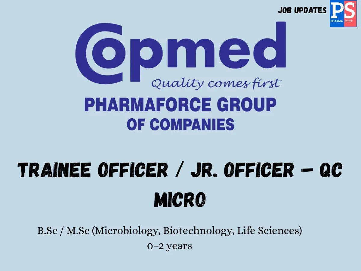 Copmed Hiring QC Micro TraineeJr Officer