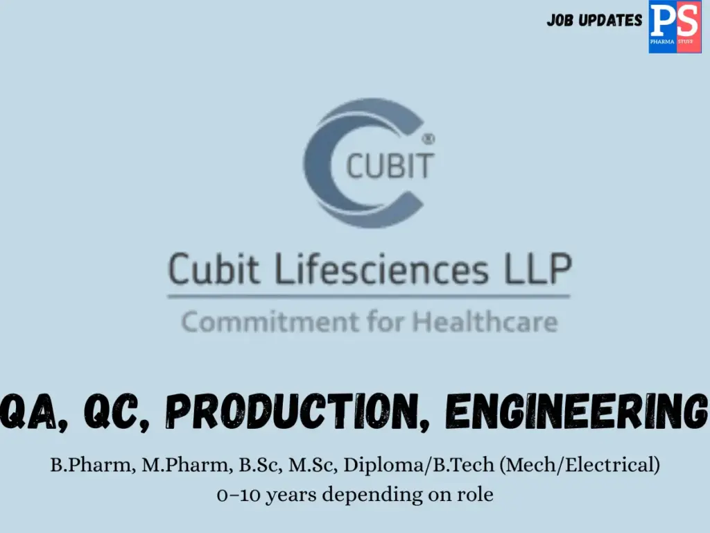 Cubit Lifesciences Walk-in QA, QC, Production & Engineering