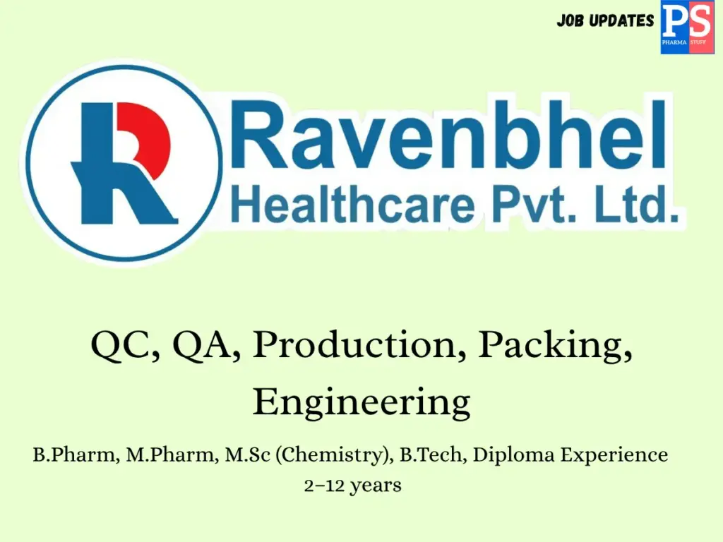 Ravenbhel Biotech Walk-In QC, QA, Production Officers