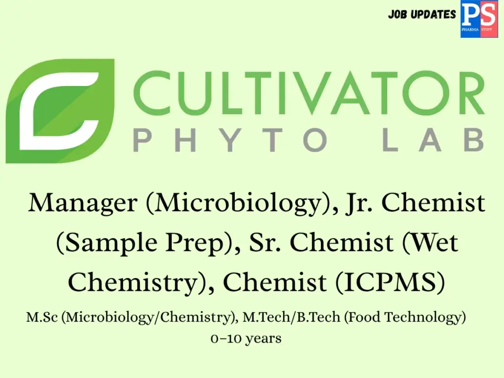 Cultivator Phytolab Hiring Chemists and Microbiology Manager