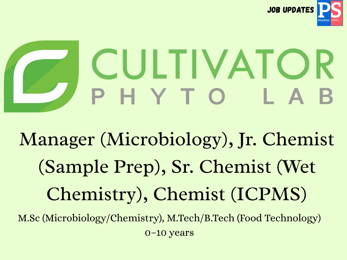 Cultivator Phytolab Hiring Chemists and Microbiology Manager