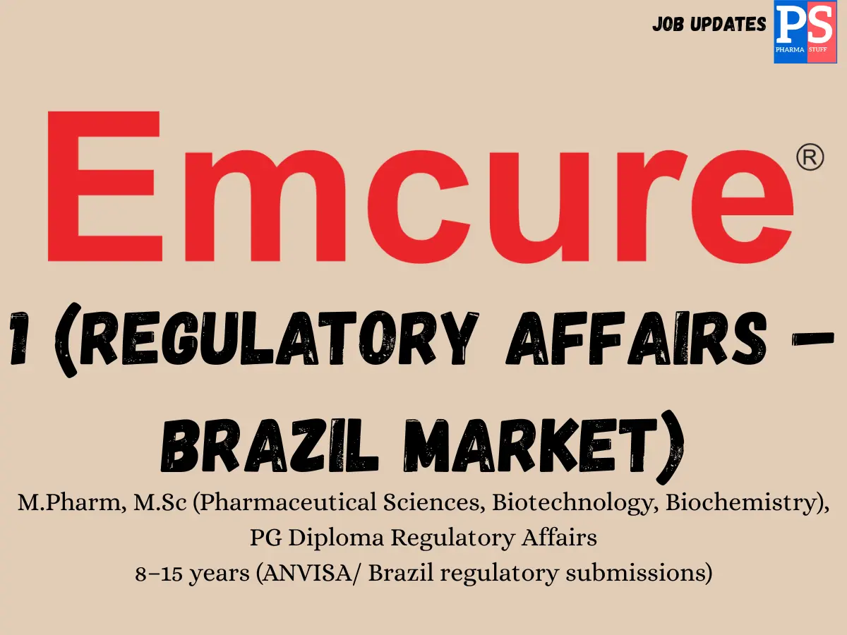 Emcure hiring Regulatory Affairs
