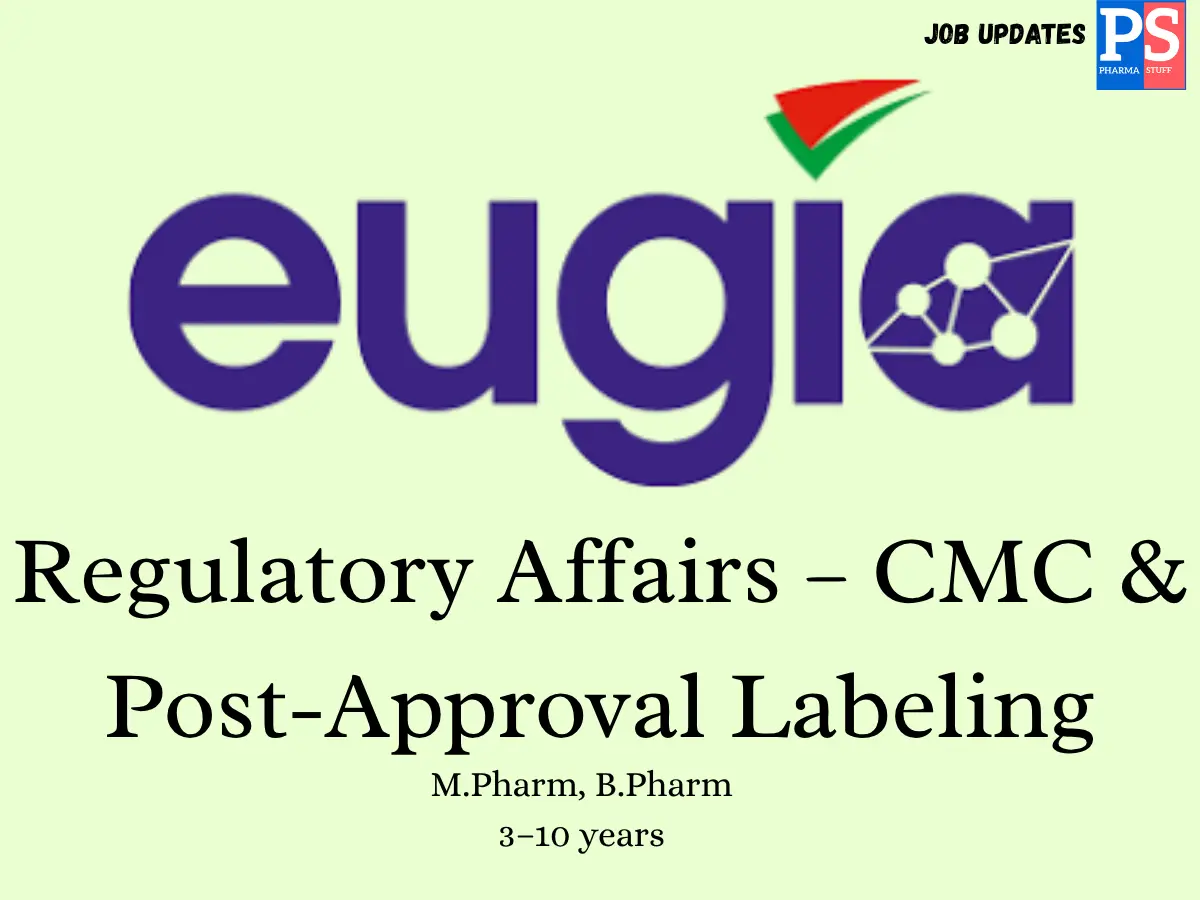Eugia Pharma Walk in Regulatory Affairs