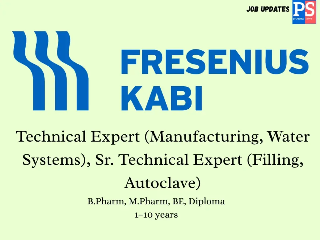 Fresenius Kabi Hiring Manufacturing, Production & Water Systems