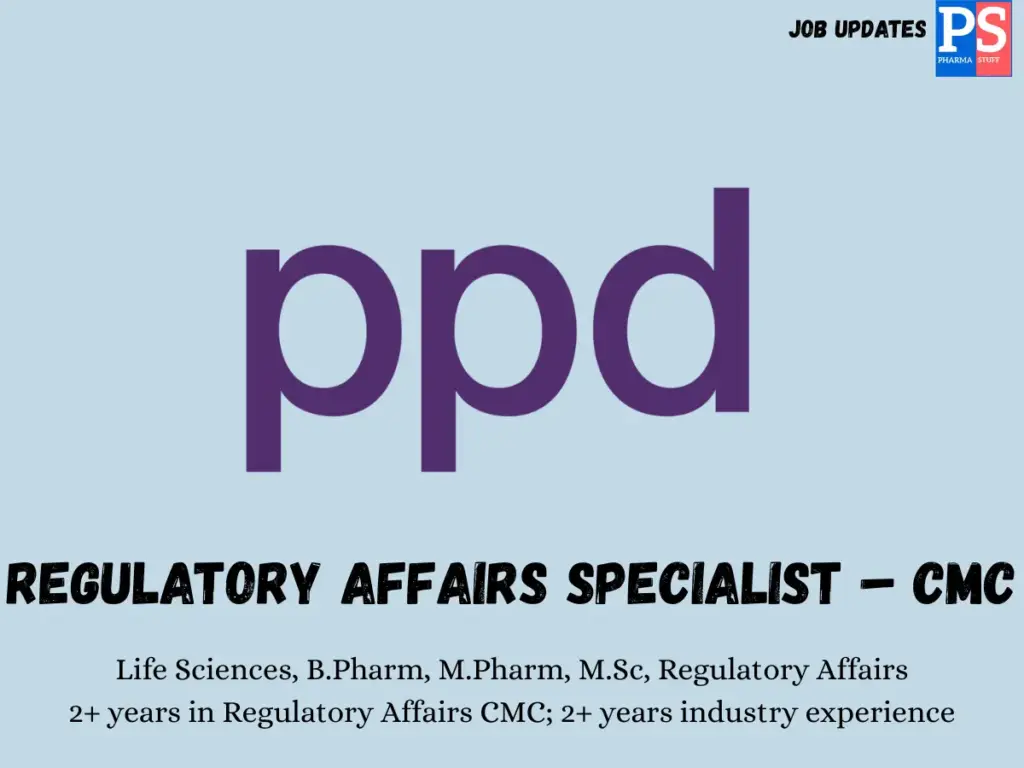 Global CRO Hiring Regulatory Affairs Specialist – CMC