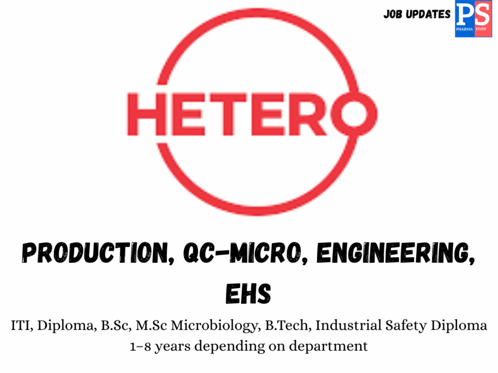 Hetero Walk-in Production, QC-Micro, Engineering & EHS