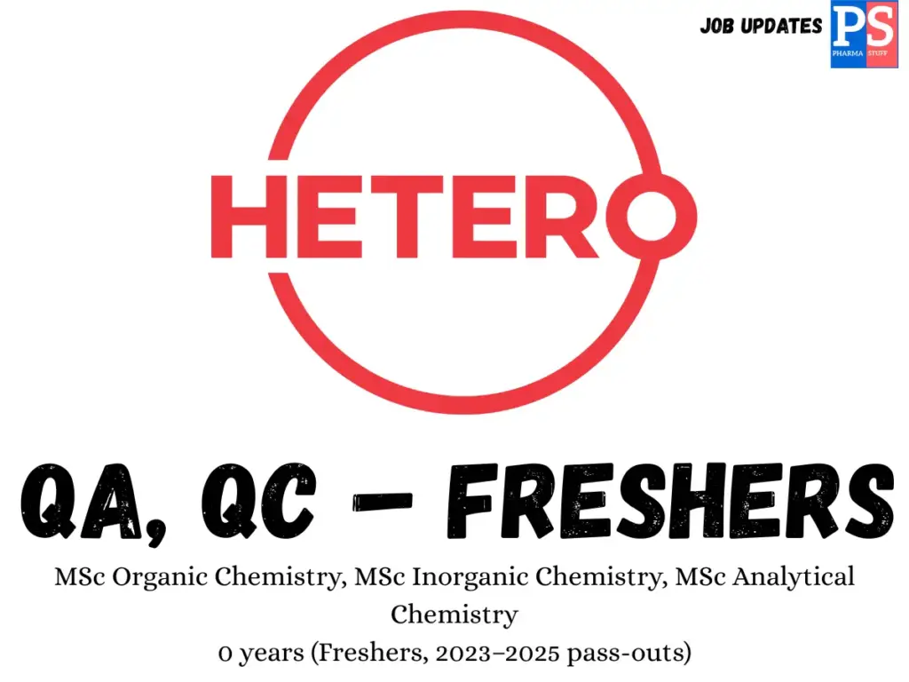Hetero Walk-in QA QC Vacancies