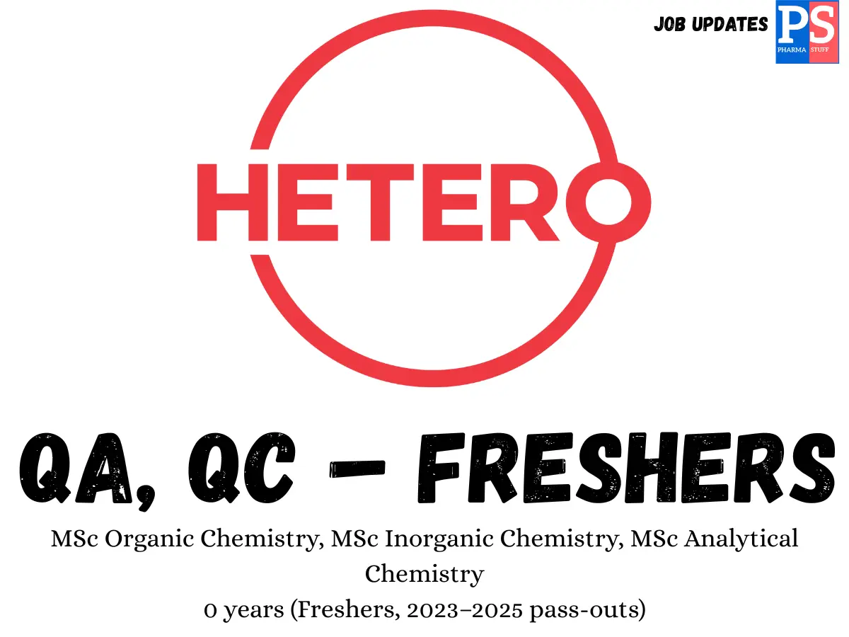 Hetero Walk in QA QC Vacancies