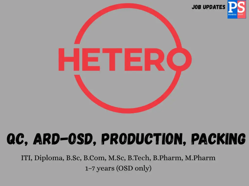 Hetero walk-in QC, ARD, Packing, and Production