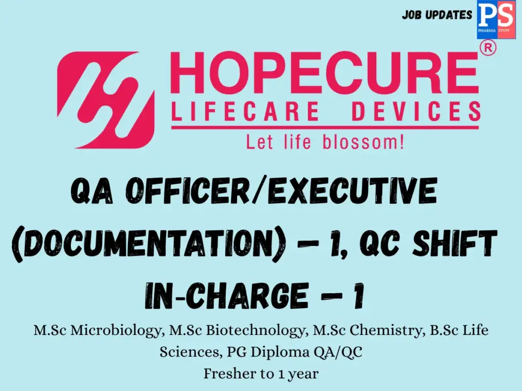 Hopecure Lifecare Hiring QA/QC Officer