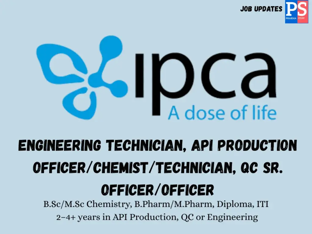 Ipca Hiring API Production, QC and Engineering