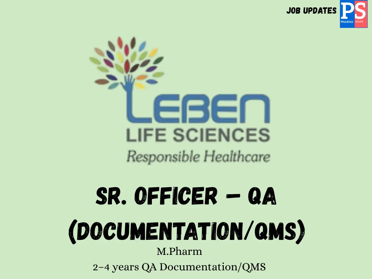 Leben Life Sciences Hiring QA Sr. Officer