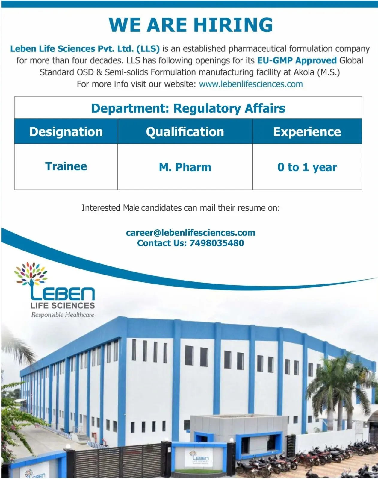 Leben Life Sciences Hiring Regulatory Affairs Trainee 3 Leben Life Sciences Hiring Regulatory Affairs Trainee