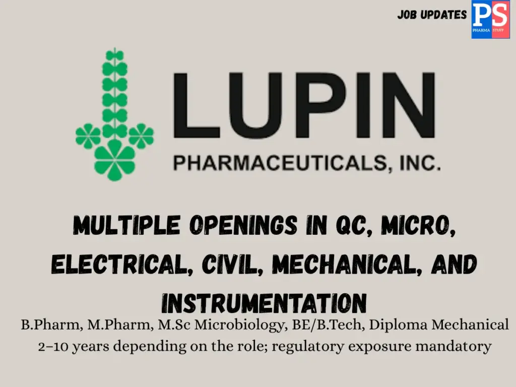 Lupin Hiring QC & Engineering