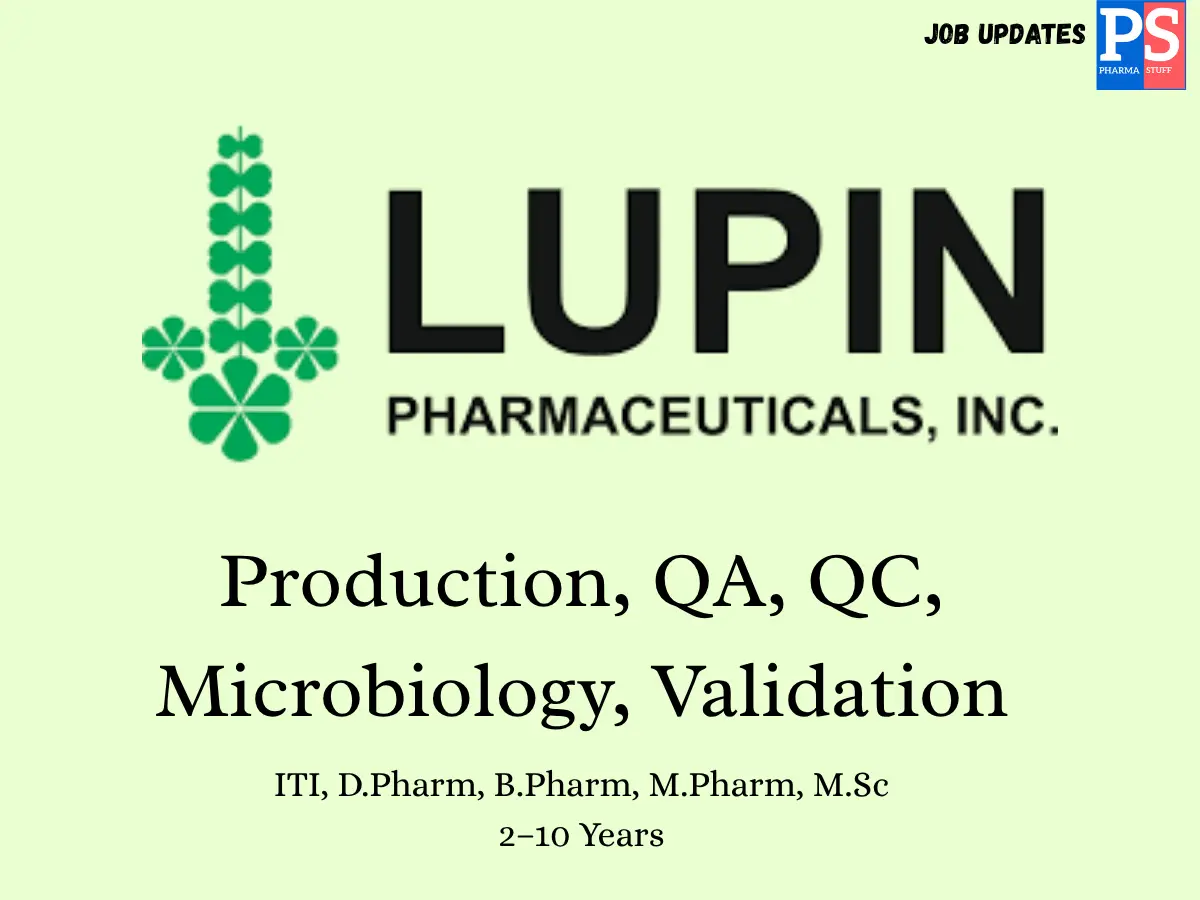 Lupin Limited Walk in Production QA and QC