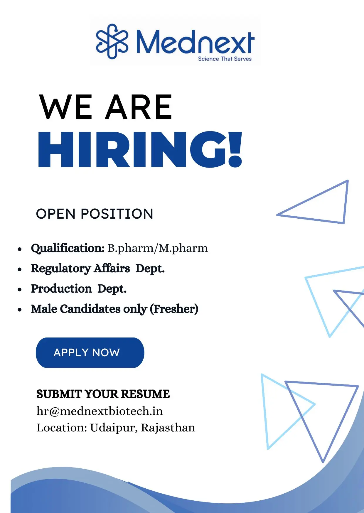 Mednext Hiring Regulatory Affairs and Production 3 Mednext Hiring Regulatory Affairs and Production