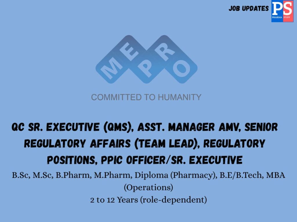 Mepro Hiring QC, RA, PPIC