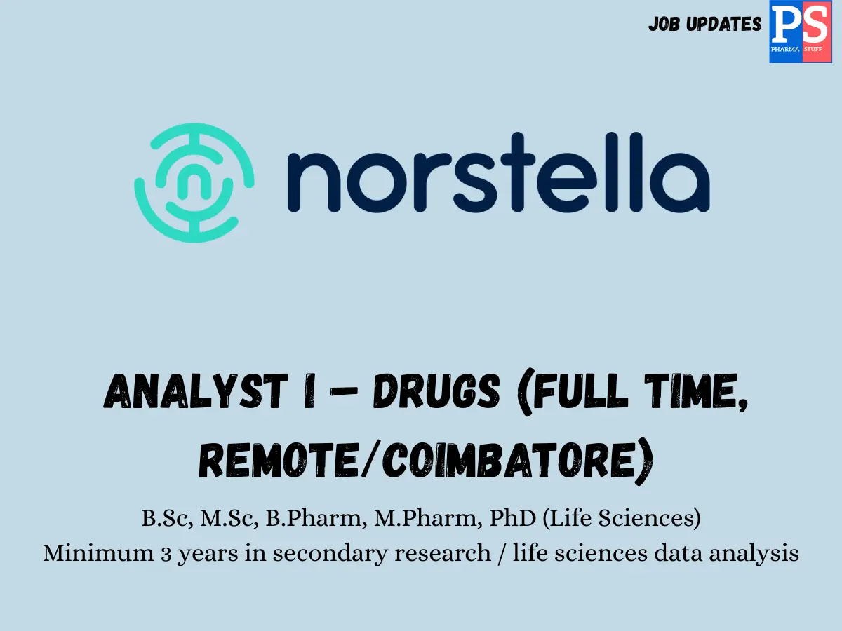 Norstella Hiring Analyst I – Drugs