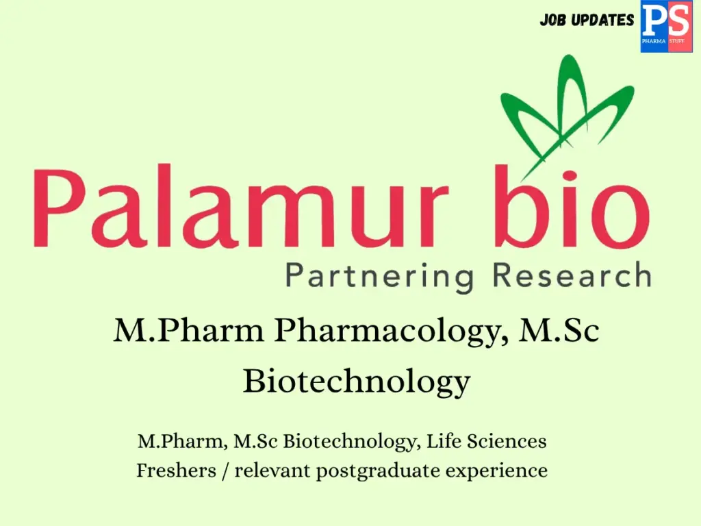 Palamur Bio Hiring M.Pharm Pharmacology, M.Sc Biotechnology