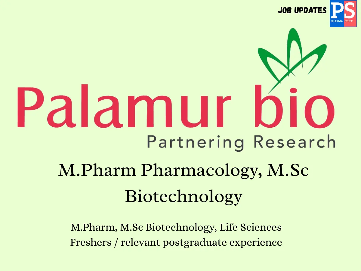 Palamur Bio Hiring M.Pharm Pharmacology M.Sc Biotechnology