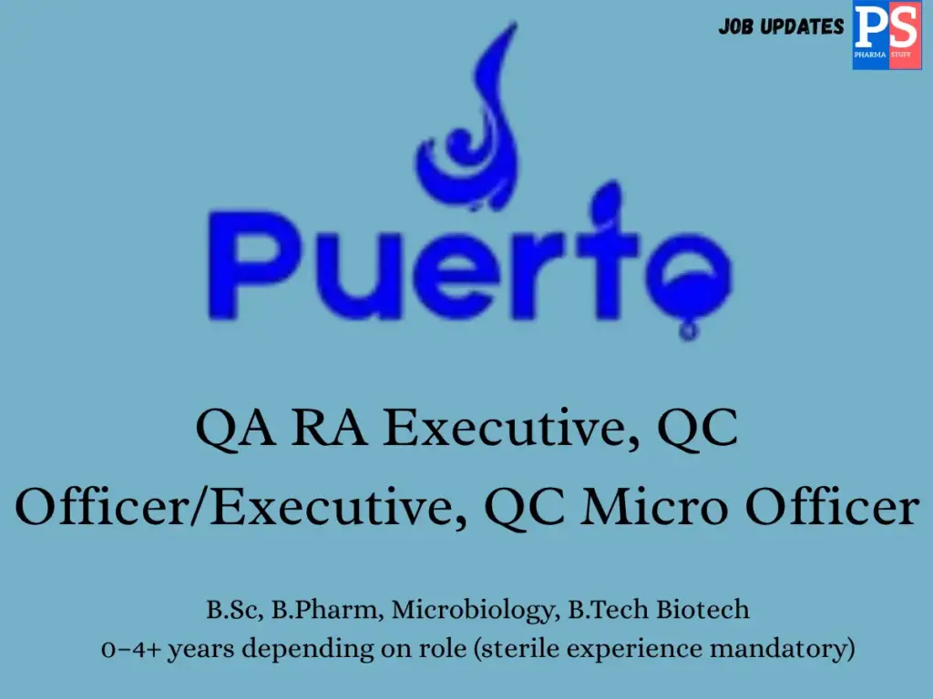 Puerto Life Sciences Hiring QA, QC & QC Micro