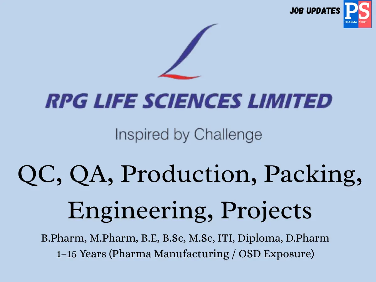 RPG Life Sciences Walk in QC QA Production Packing Engineering