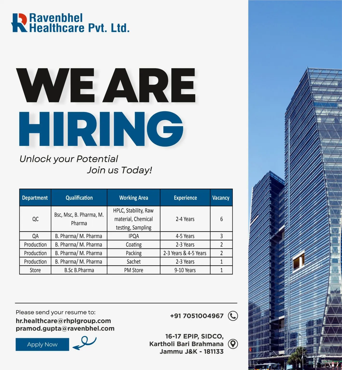 Ravenbhel Healthcare Hiring Production, QC, QA, Packing, and Store 3 Ravenbhel Healthcare Hiring Production, QC, QA, Packing, and Store