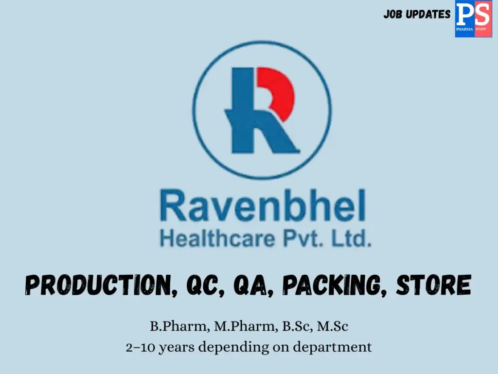 Ravenbhel Healthcare Hiring Production, QC, QA, Packing, and Store