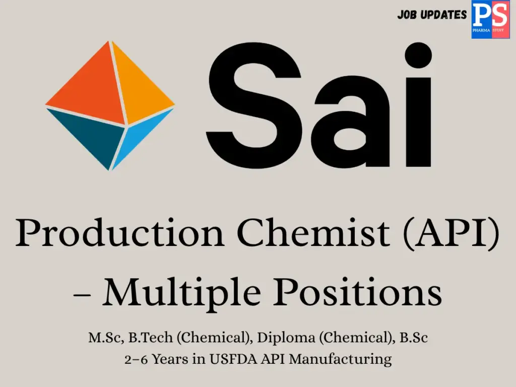 Sai Life Sciences Walk-in Production Chemist