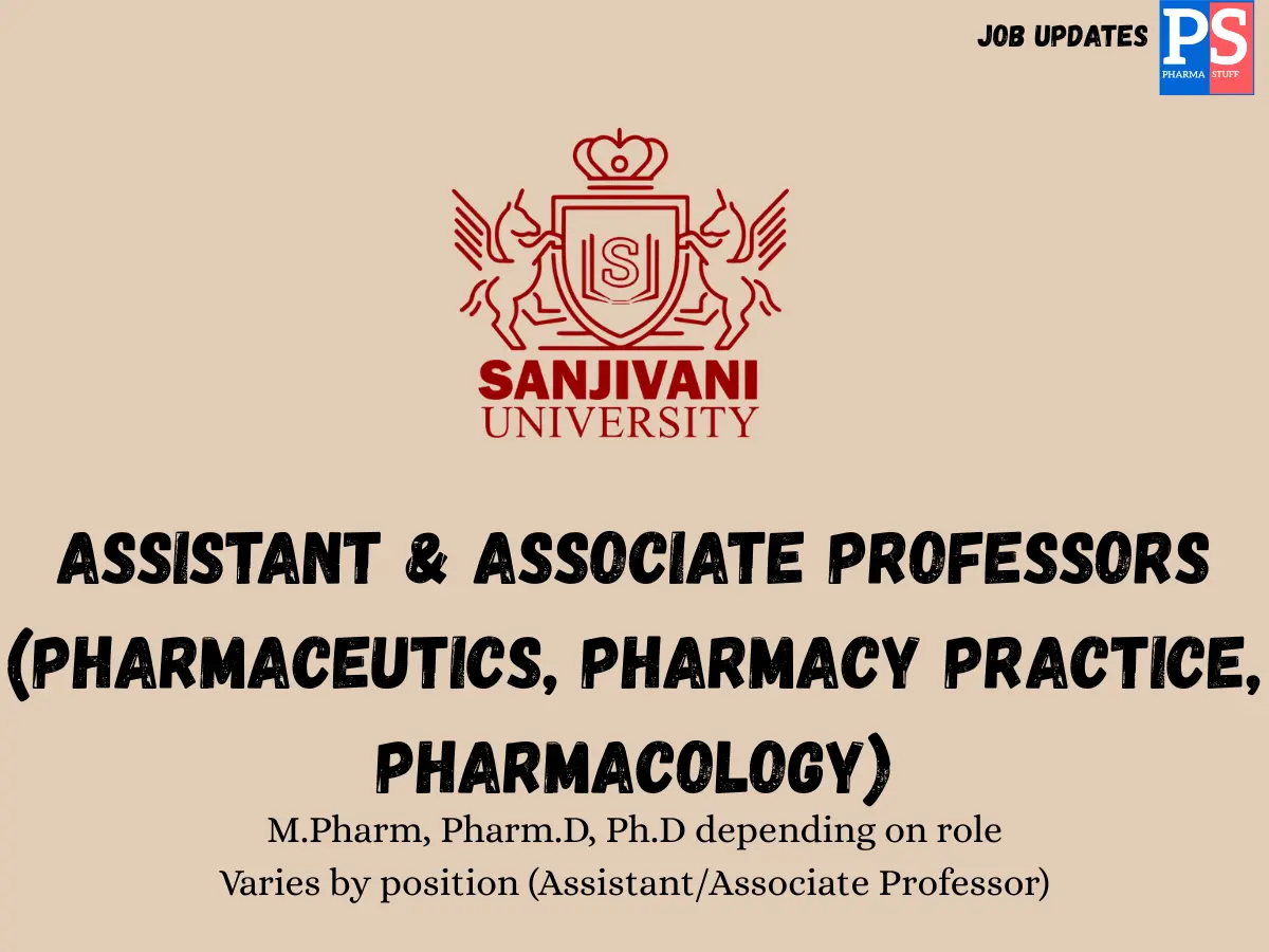 Sanjivani University Hiring Pharmacy Faculty