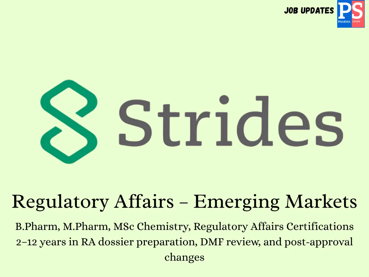 Strides Pharma Hiring Regulatory Affairs