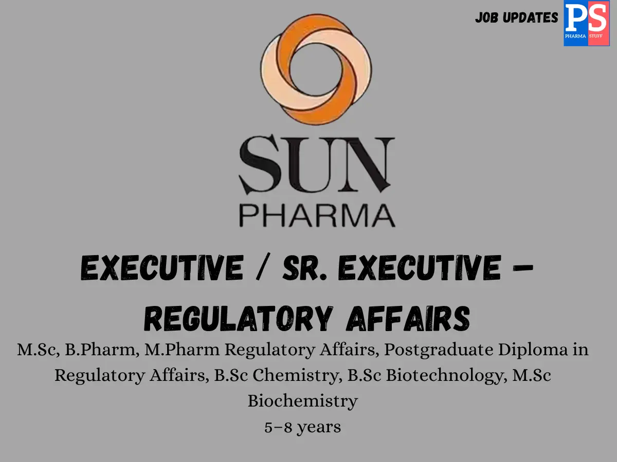 Sun Pharma Hiring Regulatory Affairs