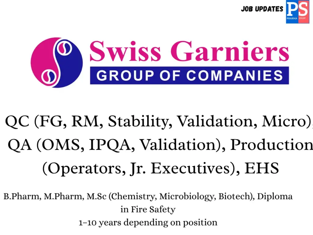Swiss Garnier Walk-in QC, QC, Production