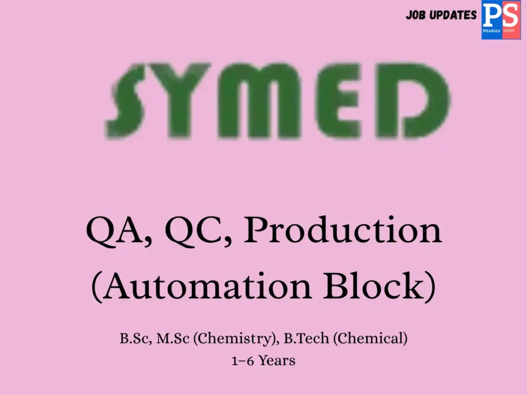 Symed Labs Walk-in QA, QC, Production
