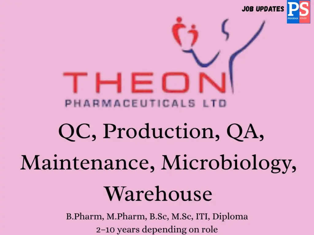 Theon Hiring for QC, QA, Production, Microbiology, Warehouse & Maintenance