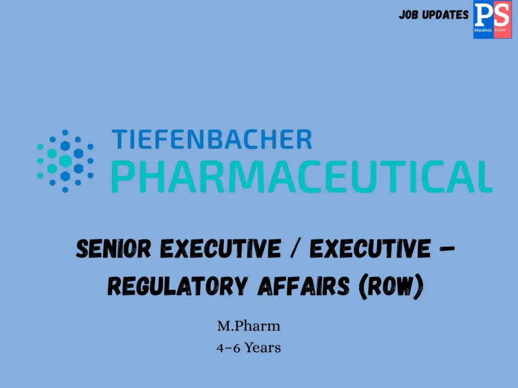Tiefenbacher Labs Hiring Sr. Executive – Regulatory Affairs