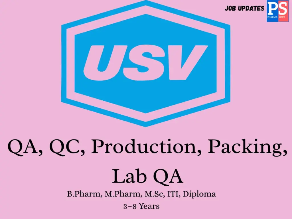 USV Pharma Walk-in QA, QC, and Production