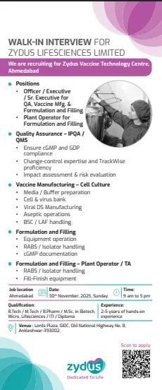 Zydus Walk-in QA, Vaccine Manufacturing, Formulation & Filling 3 Zydus Walk-in QA, Vaccine Manufacturing, Formulation & Filling