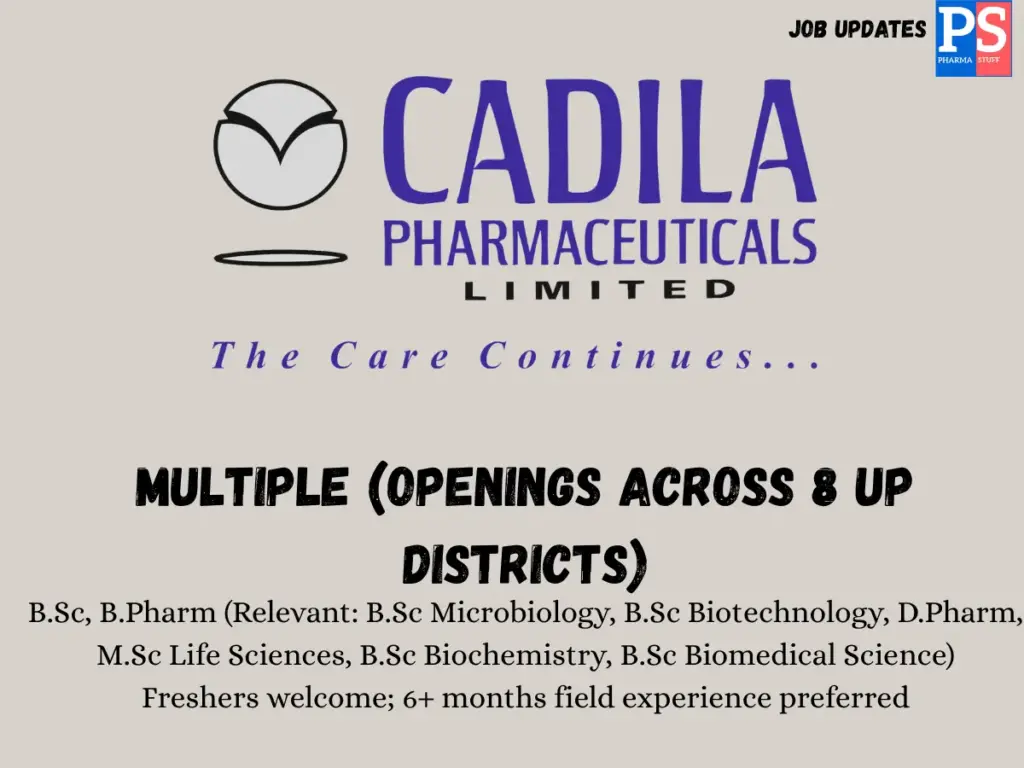 cadila W Medical Rep - Multiple Vacancies