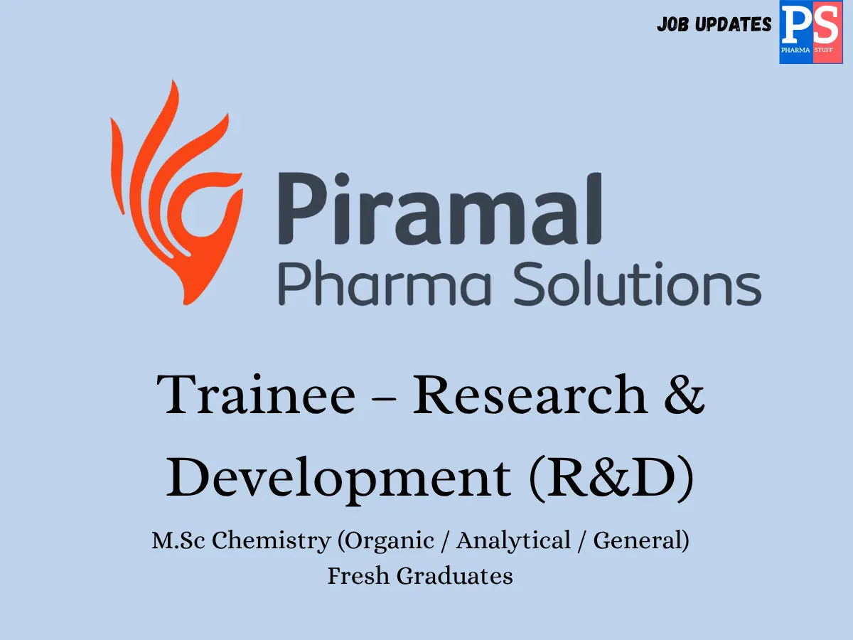 piramal Hiring Trainee RD