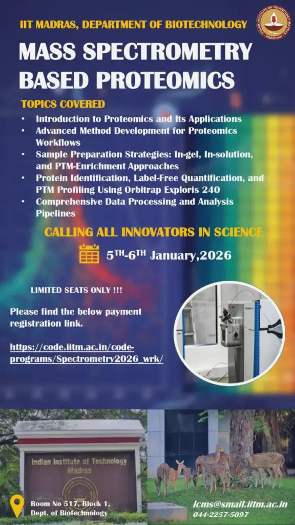 2-Day Workshop on Mass Spectrometry Based Proteomics (Orbitrap Exploris 240)