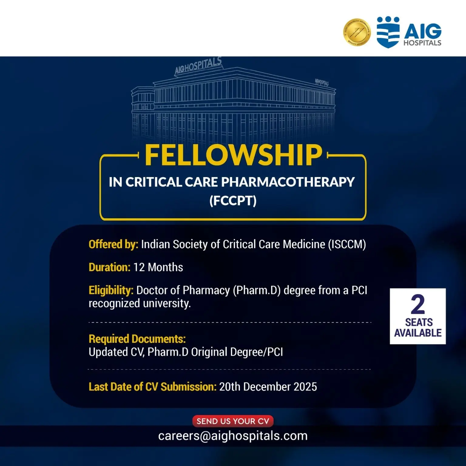 AIG Hospitals Hiring Fellowship Seats 3 AIG Hospitals Hiring Fellowship Seats