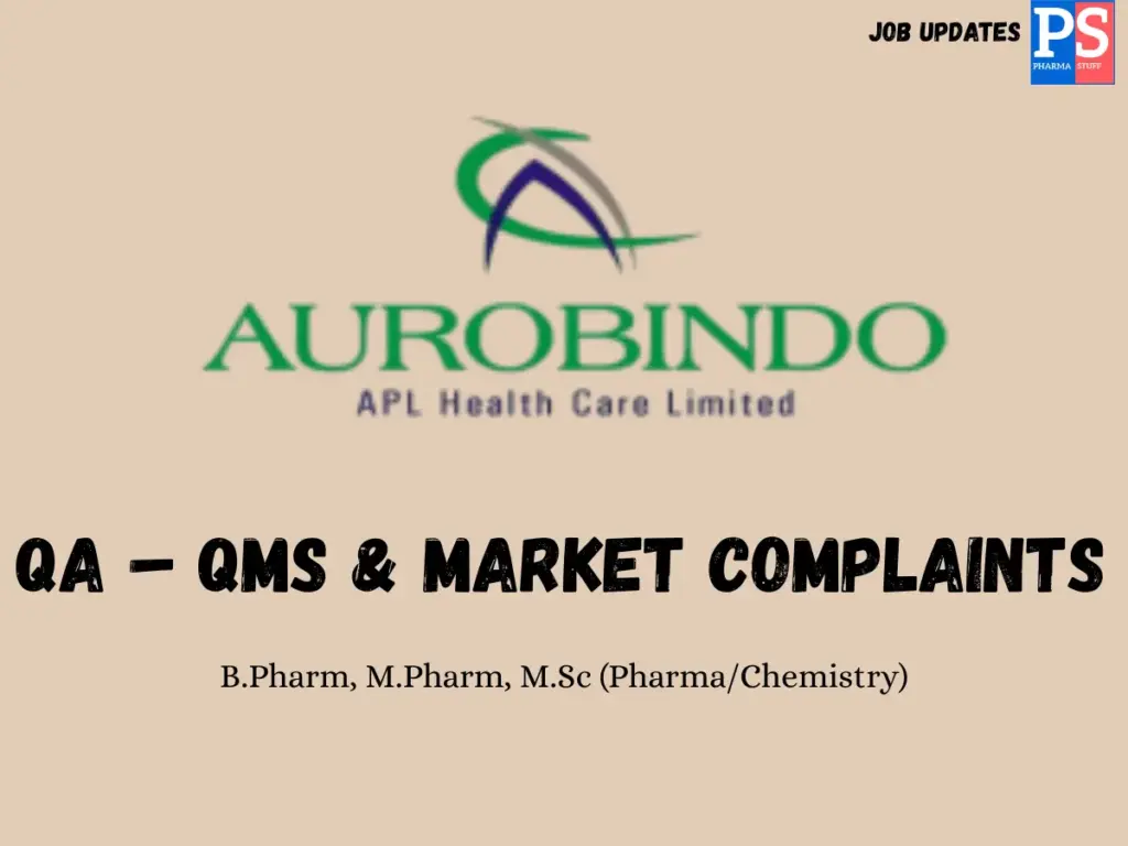 APL Health Care Hiring QA QMS & Market Complaints