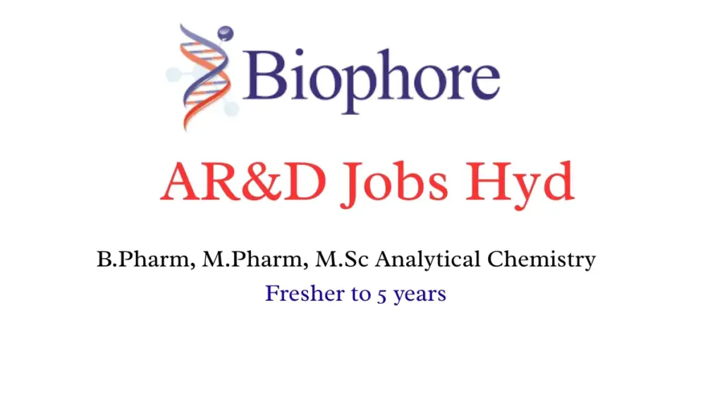 AR&D Openings – Biophore Formulation R&D Walk-In Hyderabad