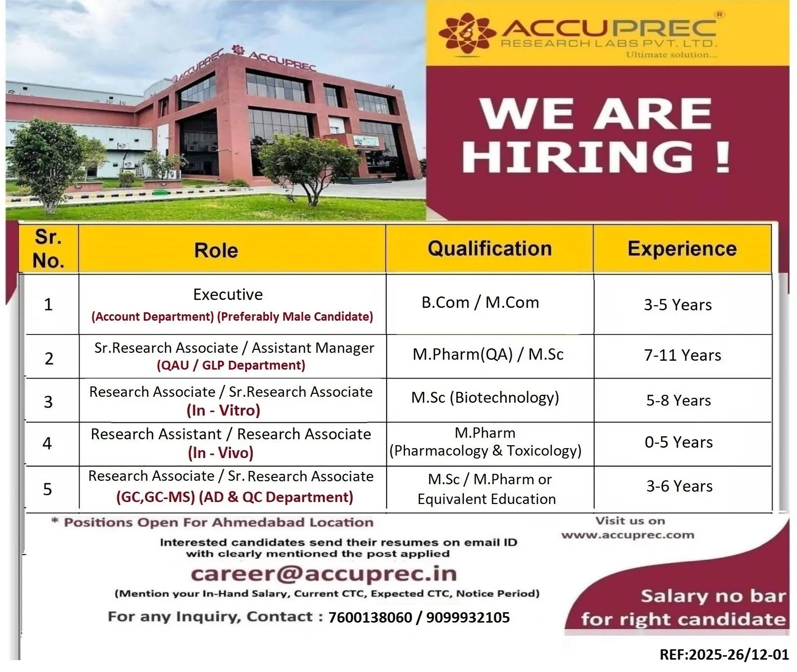 Accuprec Hiring B.Com, M.Pharm, M.Sc 3 Accuprec Hiring B.Com, M.Pharm, M.Sc